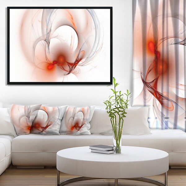 Designart 'Red Fractal Galactic Nebula' Abstract Wall Art Framed Canvas