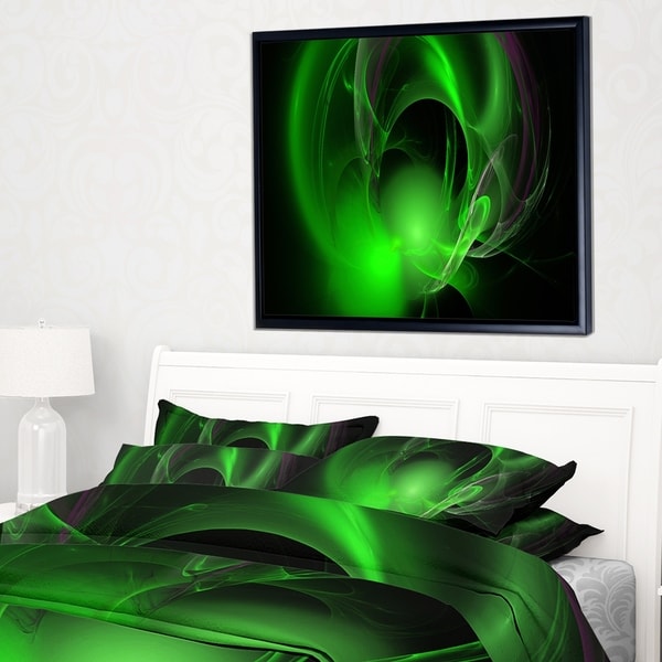 Designart 'Green Galactic Nebula on Black' Abstract Wall Art Framed Canvas