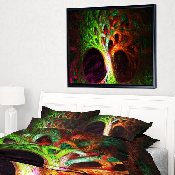 Designart 'Magical Green Psychedelic Tree' Abstract Art on Framed Canvas