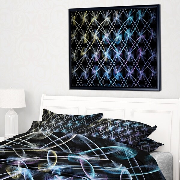 Designart 'Blue Unusual Fractal Metal Grill' Abstract Framed Canvas Wall Art