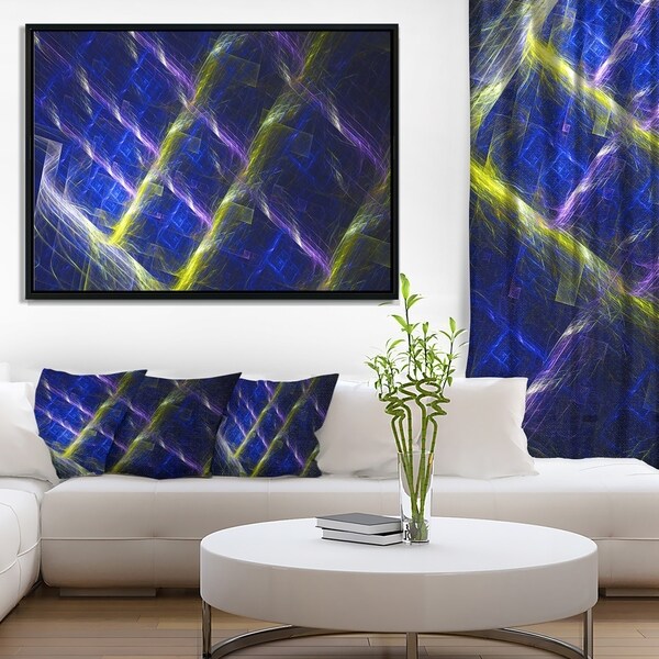 Designart 'Dark Blue Fractal Grill' Abstract Art on Framed Canvas