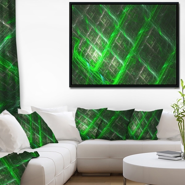 Designart 'Green Abstract Metal Grill' Abstract Art on Framed Canvas