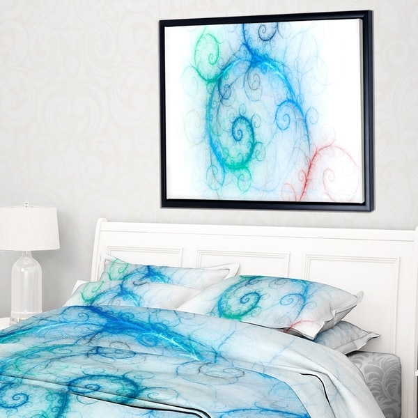 Designart 'Beautiful Blue Fractal Pattern' Abstract Wall Art Framed Canvas