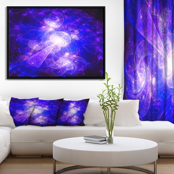 Designart 'Bright Blue Fractal Space Theme' Abstract Framed Canvas Art Print