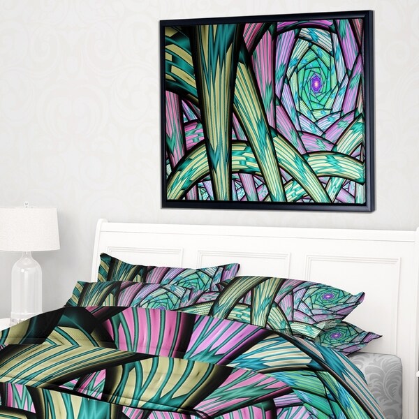 Designart 'Purple Fractal Endless Tunnel' Abstract Framed Canvas Artwork