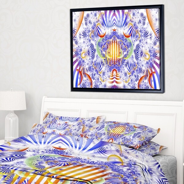 Designart 'Magical Fairy Pattern Blue' Abstract Art on Framed Canvas