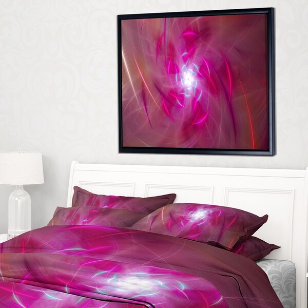 Designart 'Pink Fractal Whirlpool Design' Abstract Wall Art Framed Canvas