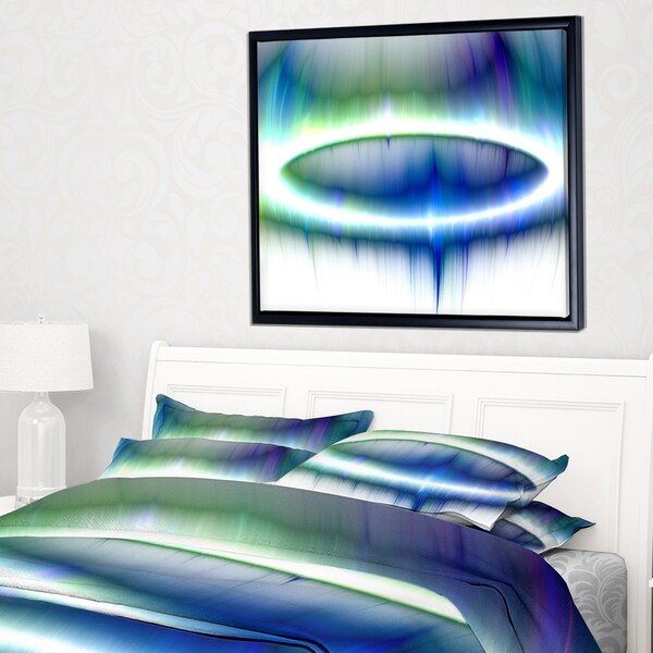 Designart 'Beautiful Blue Northern Lights' Abstract Framed Canvas Art Print