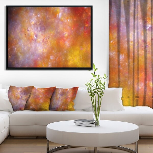 Designart 'Yellow Starry Fractal Sky' Abstract Framed Canvas Art Print