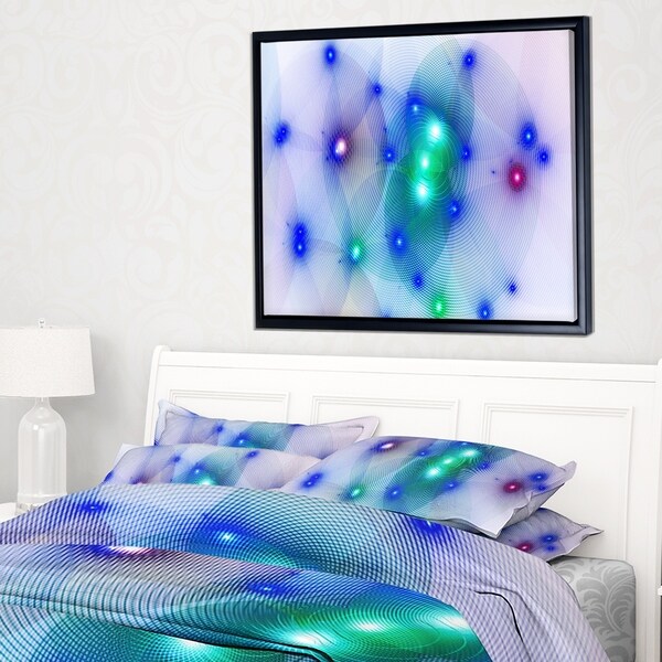 Designart 'Blue Fractal Lights in Fog' Abstract Wall Art Framed Canvas