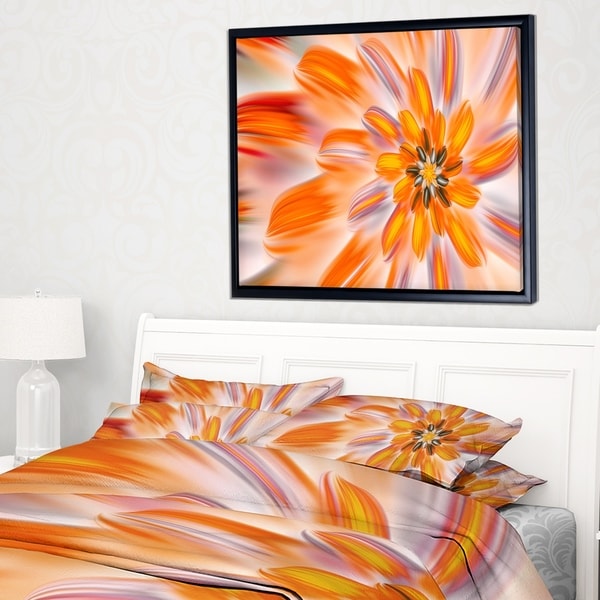 Designart 'Dance of Fractal Yellow Petals' Abstract Wall Art Framed Canvas