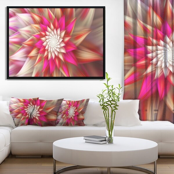 Designart 'Pink Exotic Fractal Flower' Abstract Framed Canvas Art Print