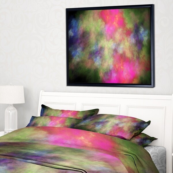 Designart 'Pink Starry Fractal Sky' Abstract Framed Canvas Art Print