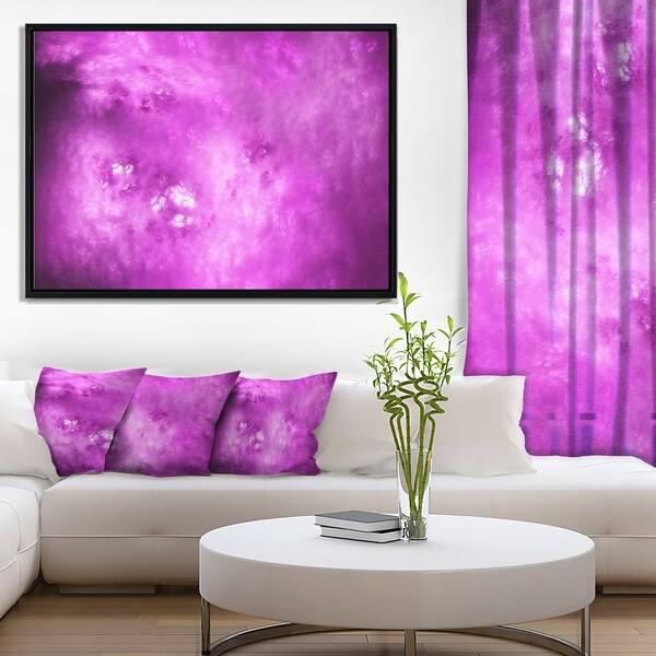 Designart 'Bright Purple Sky with Stars' Abstract Framed Canvas Art Print