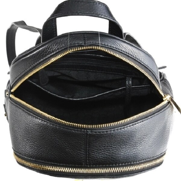 black leather backpack silver hardware