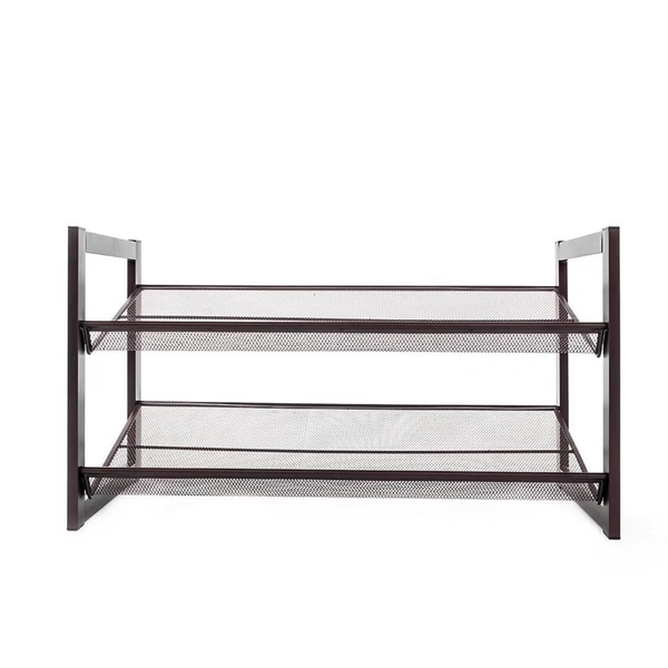 Shop 2 Tier Stackable Metal Shoe Rack Adjustable Shoe Organizer Shelf Overstock 18962635