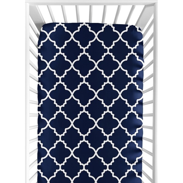 navy blue fitted crib sheet