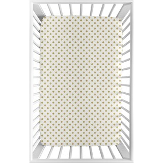 Sweet Jojo Designs Gold and White Polka Dot Amelia Collection Fitted Mini Portable Crib Sheet