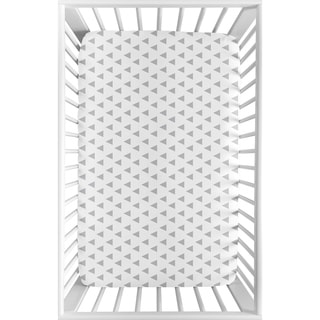Sweet Jojo Designs Grey and White Triangle Earth and Sky Collection Fitted Mini Portable Crib Sheet