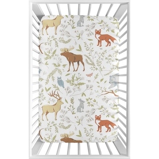 Sweet Jojo Designs Animal Print Woodland Toile Collection Fitted Mini Portable Crib Sheet