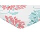 preview thumbnail 2 of 1, Sweet Jojo Designs Turquoise Blue and Coral Floral Emma Collection Fitted Mini Portable Crib Sheet