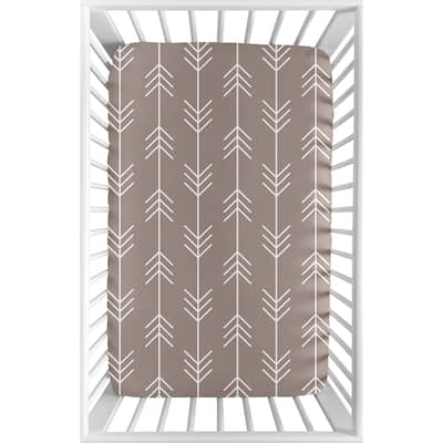 Sweet Jojo Designs Stone and White Arrow Outdoor Adventure Collection Fitted Mini Portable Crib Sheet