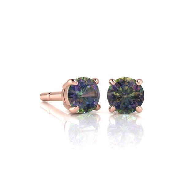 1 3 4ct Tgw Round Shape Mystic Topaz Stud Earrings In 14k Rose 1 3 4ct Tgw Round Shape Mystic Topaz Stud Earrings In 14k Rose Gold Over