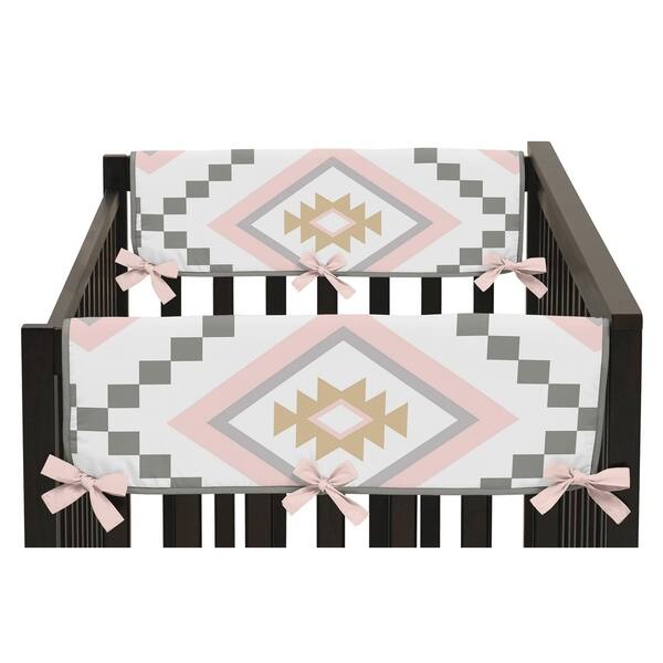 Sweet Jojo Designs Blush Pink and Grey Boho Aztec Collection Side Crib