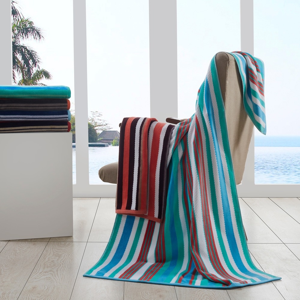 Striped Reversible Oversized Thick Beach Towel 35x70 In., 600 GSM