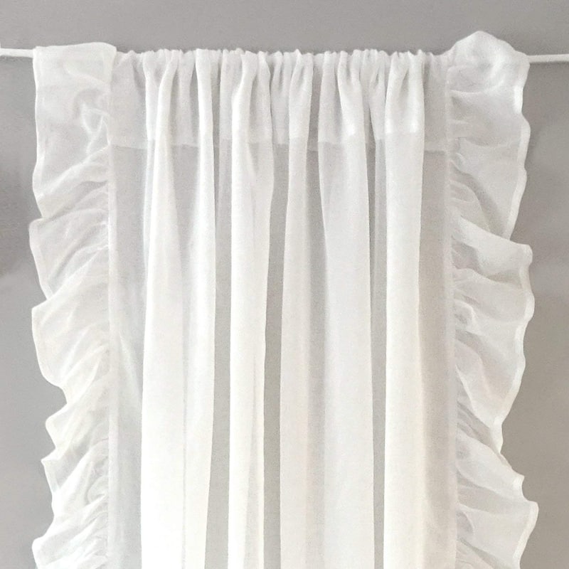 DriftAway Sophie Sheer Voile Ruffle edge Window Curtain Panel Pair