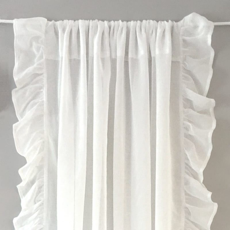 DriftAway Sophie Sheer Voile Ruffle edge Window Curtain Panel Pair