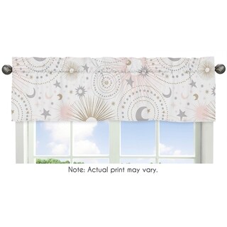 Sweet Jojo Designs Blush Pink, Gold, Grey and White Star and Moon Celestial Collection Window Curtain Valance