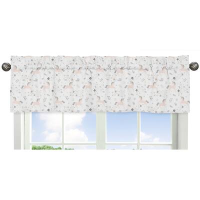 Sweet Jojo Designs Pink, Grey and Gold Unicorn Collection Window Curtain Valance