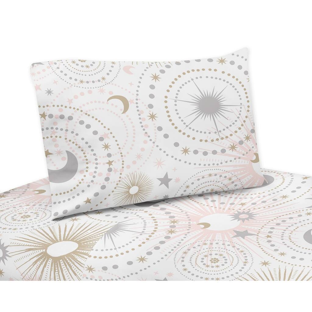 Sweet Jojo Designs Blush Pink, Gold, Grey and White Star and Moon Celestial Collection 3-piece Twin Bed Sheet Set
