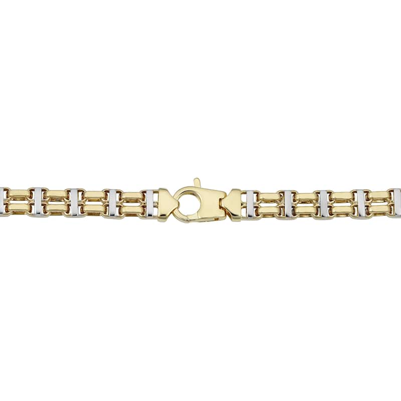 Fremada 14k Two-tone Gold 6.2 millimeter Railroad Bracelet (8.5 inches)