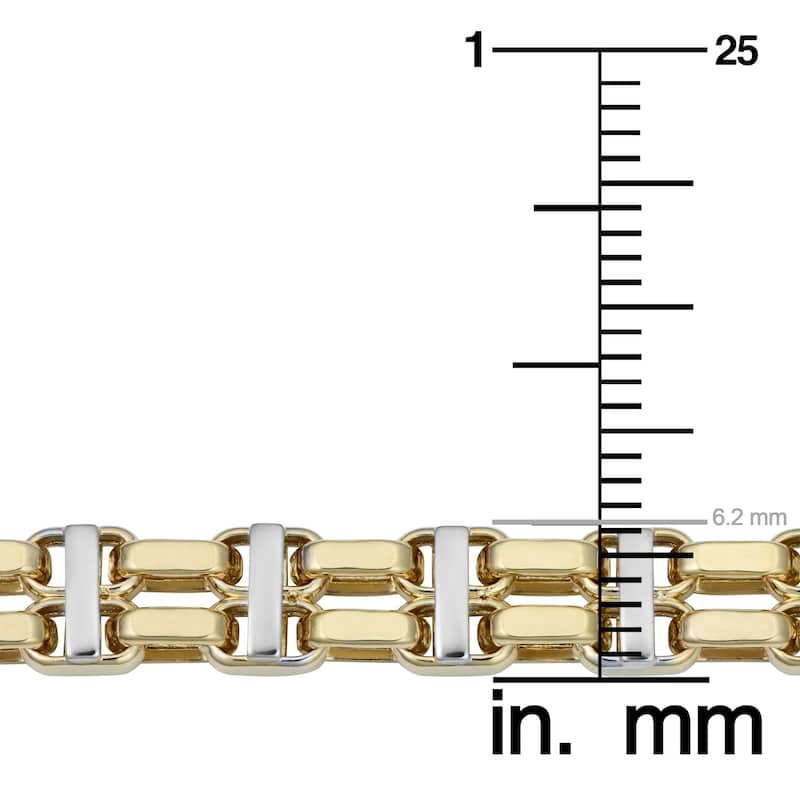 Fremada 14k Two-tone Gold 6.2 millimeter Railroad Bracelet (8.5 inches)
