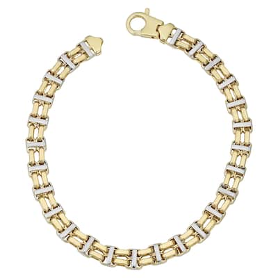 Fremada 14k Two-tone Gold 6.2 millimeter Railroad Bracelet (8.5 inches)