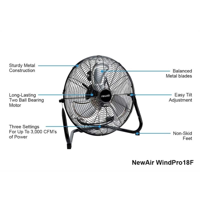NewAir WindPro18F 18-inch High Velocity Portable Floor Fan