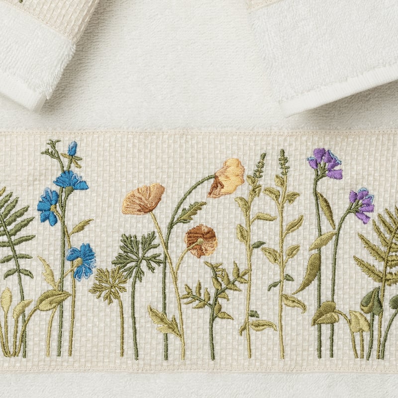 Authentic Hotel and Spa Turkish Cotton Wildflowers Embroidered 3 piece Towel Set