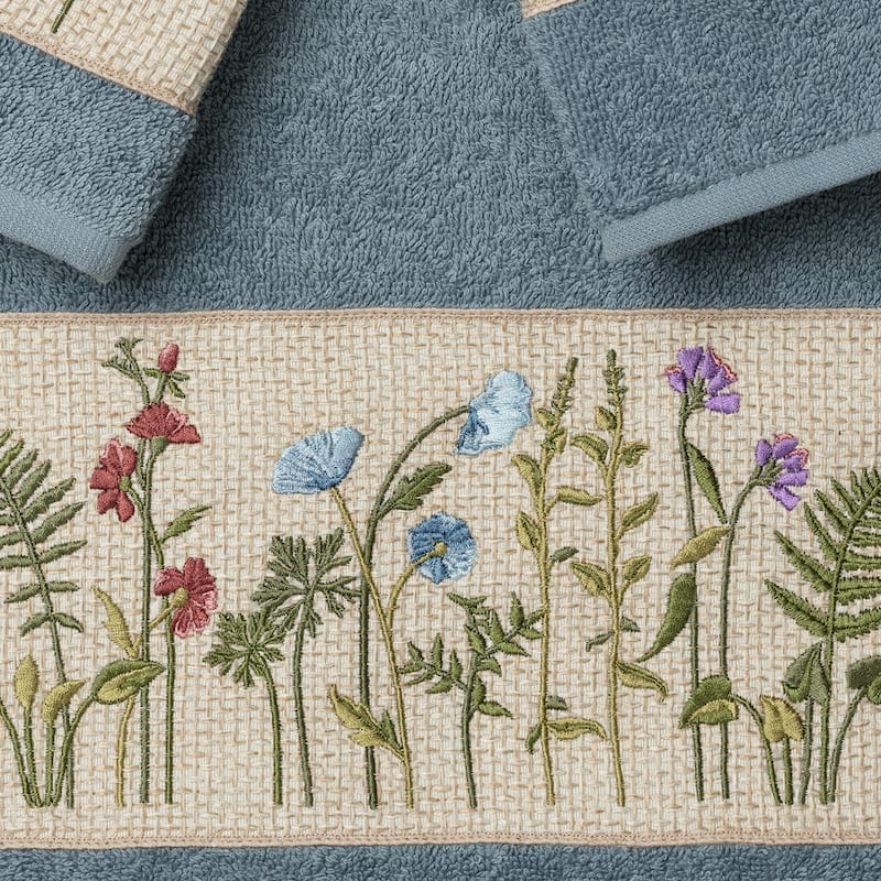 Authentic Hotel and Spa Turkish Cotton Wildflowers Embroidered 3 piece Towel Set