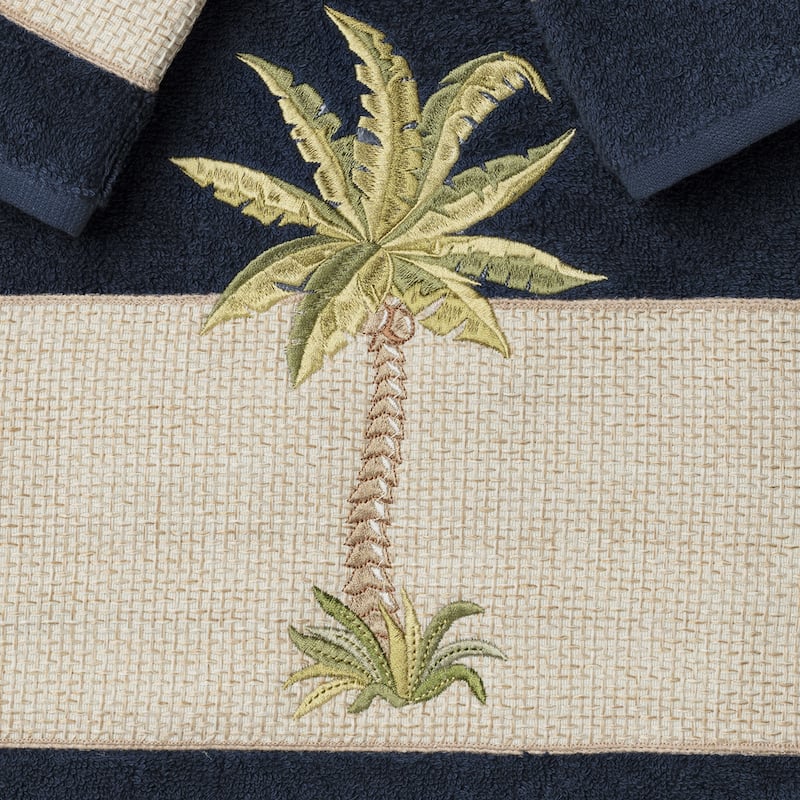 Authentic Hotel and Spa Turkish Cotton Palm Tree Embroidered 3 piece Towel Set
