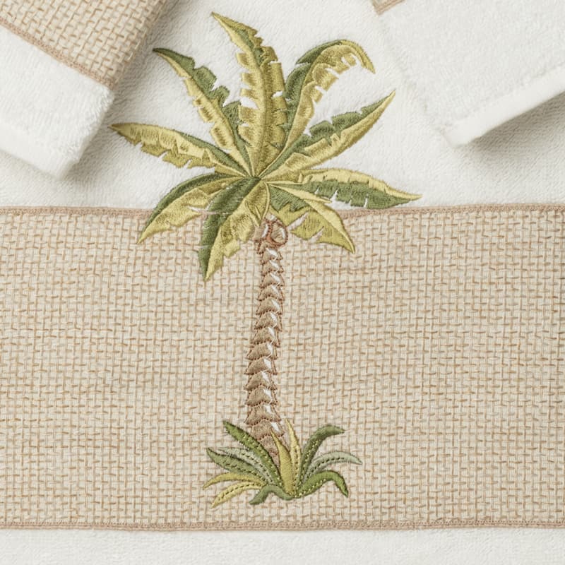 Authentic Hotel and Spa Turkish Cotton Palm Tree Embroidered 3 piece Towel Set