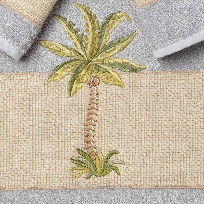 Authentic Hotel and Spa Turkish Cotton Palm Tree Embroidered 3 piece Towel Set