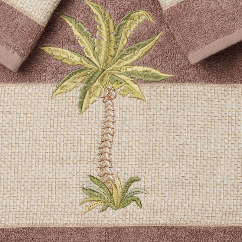 Authentic Hotel and Spa Turkish Cotton Palm Tree Embroidered 3 piece Towel Set