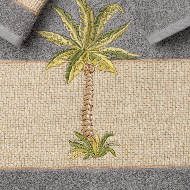 Authentic Hotel and Spa Turkish Cotton Palm Tree Embroidered 3 piece Towel Set