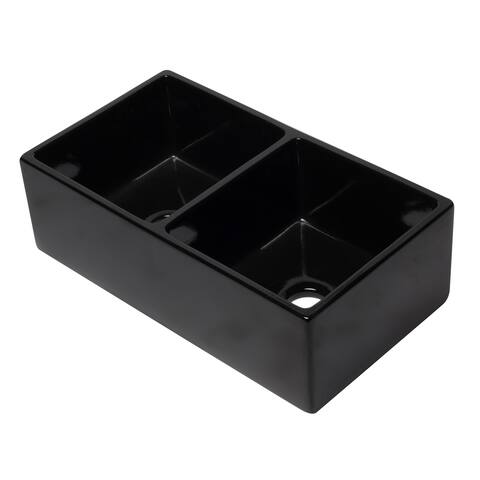 Alfi Brand Kitchen Sinks Online At Our Best Deals Alfi Brand Ab3318db Bg Black Fireclay 33 Inch Reversible Double Farmhouse Kitchen Sink