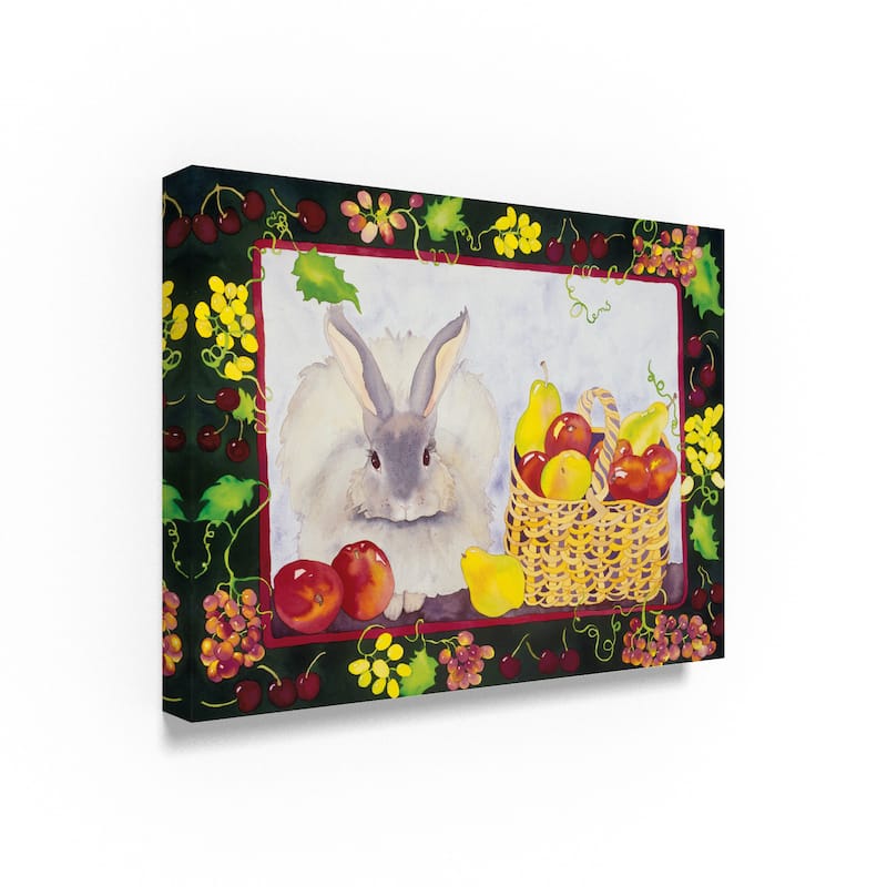 Carissa Luminess 'bunny With Fruit Basket' Canvas Art - On Sale - Bed 