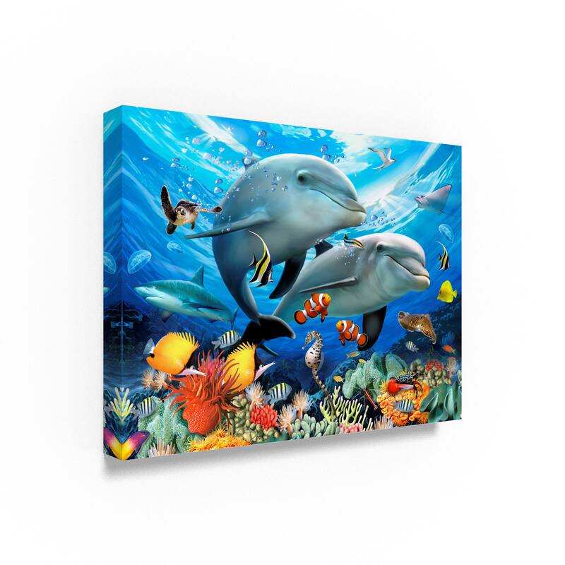 Howard Robinson 'Smiling Dolphins' Canvas Art