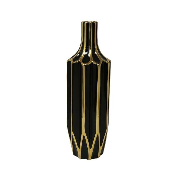 slide 1 of 1, Decorative Ceramic Vase, Gold/Black