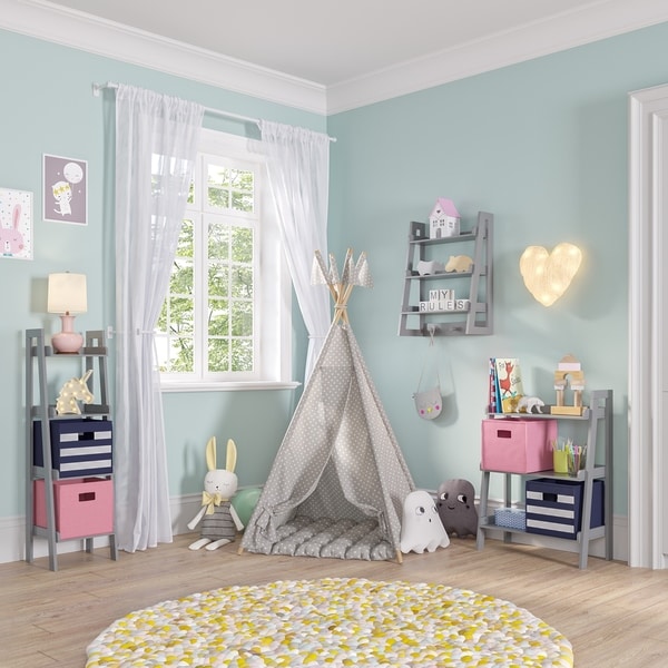 nursery shelves with hooks